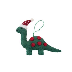 Handmade felt Christmas dinosaur decoration, Christmas decoration, felt dinosaur with hat