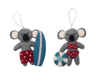 Christmas Koalas with Surfboard and bikini