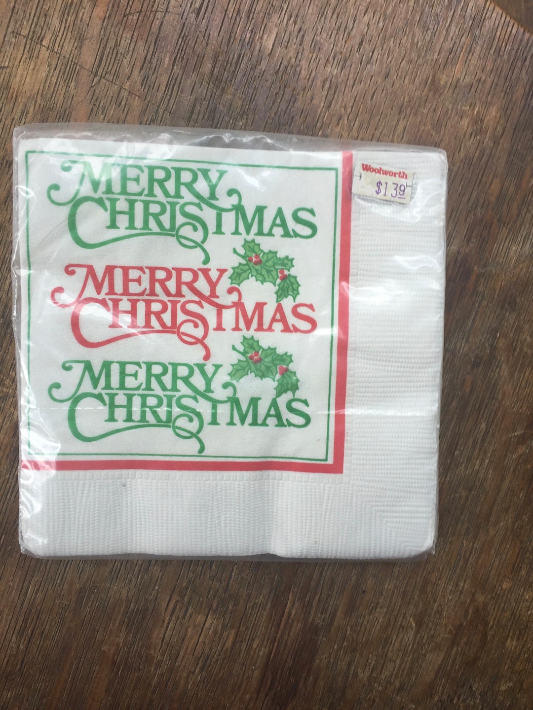 Vintage Christmas Cocktail Napkins NOS Small Napkins Merry Etsy