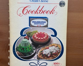 Vintage 1981 Spiralbound Hardback, The Philadelphia Brand Cream Cheese Cookbook, Published by Kraft Inc, First Printing, August 1981, Retro