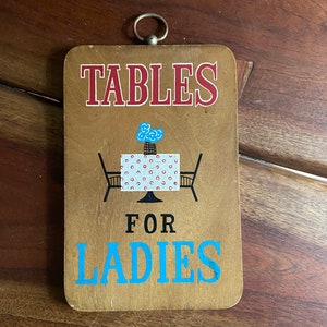 Vintage MCM Tables for Ladies Wall Sign, Made in Japan, Wall Decor, Retro, Mid Century Modern, Kitsch