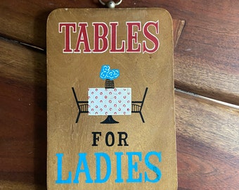 Vintage MCM Tables for Ladies Wall Sign, Made in Japan, Wall Decor, Retro, Mid Century Modern, Kitsch