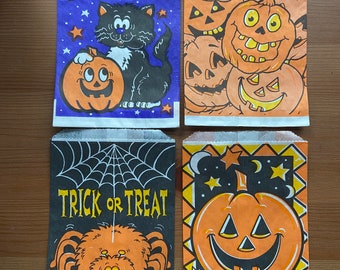 Lot of 4 vintage Halloween Treat Bags, Halloween, scrapbooking, Retro, DOY, Upcycle, Junk Journal