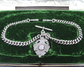 Antique Edwardian silver Albert chain /Necklace 16.5 + 2 inches and a heavy 104.4 grams