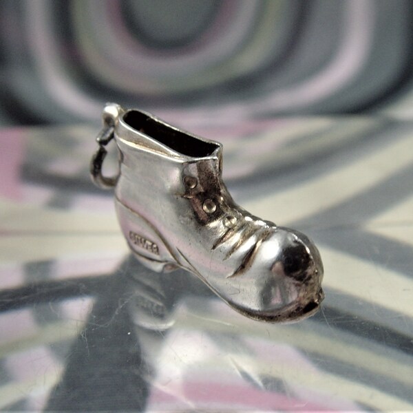 Vintage 1970s Silver "Boot"  Charm Sterling Pendant Jewellery Jewelry