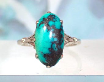 Antique Art Deco 18ct white gold Turquoise Ring