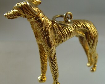 Vintage heavy 9 ct gold Greyhound charm