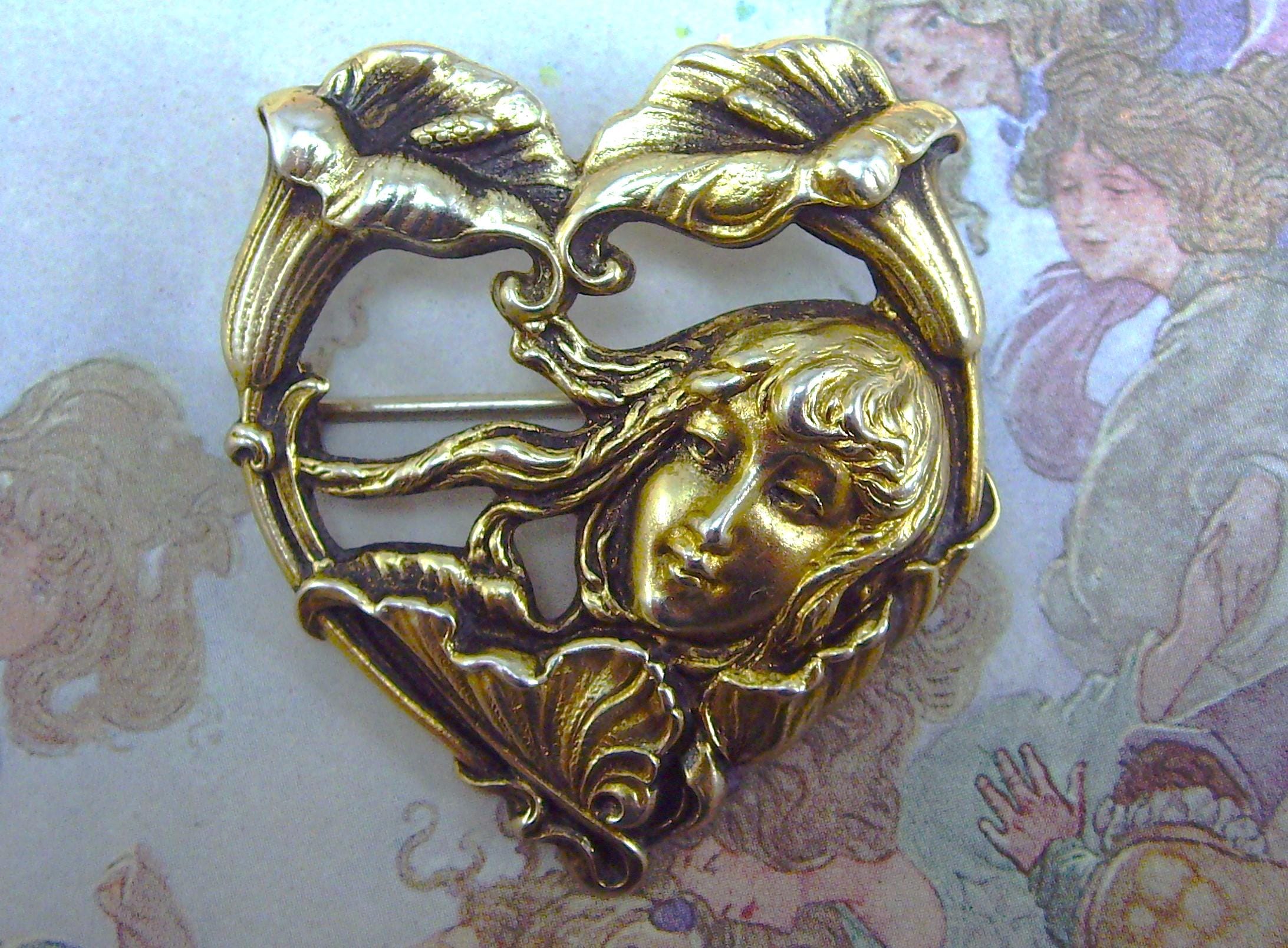 フランスアンティーク　純銀製　シルバーブローチ　フレンチシルバー　アールヌーボー フランスアンティーク 純銀製 シルバーブローチ フレンチシルバー