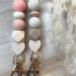 Neutral Lanyard Ausweishalter Handgefertigte Perlen Lanyard Herz