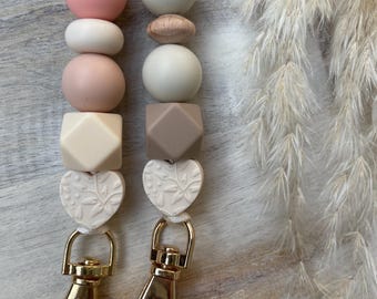 Neutral Lanyard Badge Holder Breakaway Handmade Beaded Lanyard Nurse Gift Bead Lanyard Teacher Gift Pass Key Holder Heart