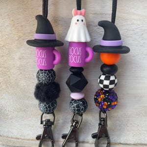 Halloween Witch Lanyard Badge Holder Breakaway Handmade Gift Appreciation Pass Holder Sparkle Spider Web Black Orange School Office Lanyard