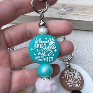 Bookish Beaded Bag Clip Keychain Coffee Reader Bag Accessory