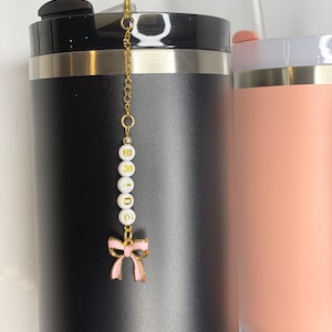 Personalized Tumbler Straw Charm Topper Name Tag for Brides Bridesmaids Quencher Charm Dangle
