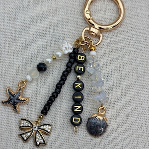Bijou de sac en perles Coastal Étoile de mer et clip pour sac à main Be Kind