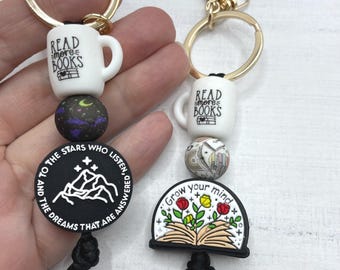 Porte-clés pour amoureux des livres Read More Books Mug à café avec breloque