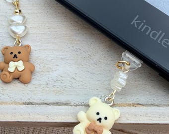Colgante con forma de osito de peluche para Kindle, puerto de carga USB-C para accesorios de teléfono o lector electrónico
