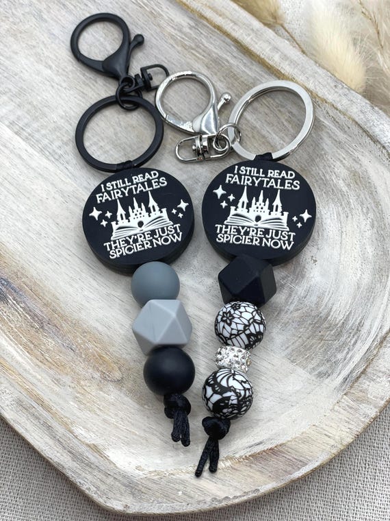 Fairytales Keychain Beaded Charm, I Still Read Fairy Tales Spicy Book Reader Gift