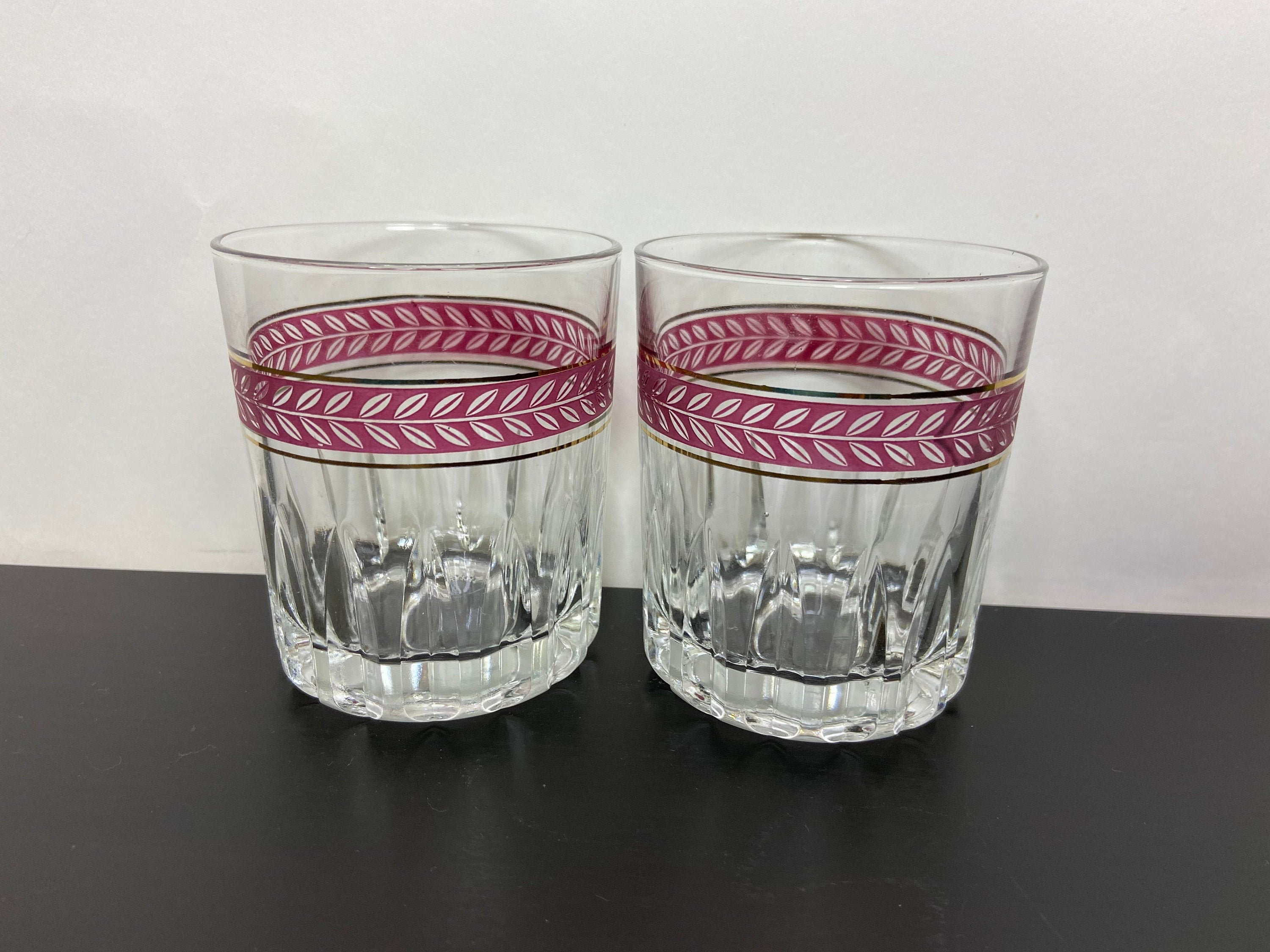 Vintage Set of 2 Old Fashion Glasses Italy Leaf Bar Glass Cups Etsy