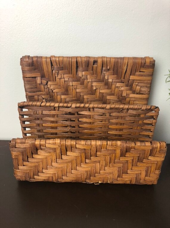 Vintage Woven Wicker File Desk Organizer Rattan Office File Etsy