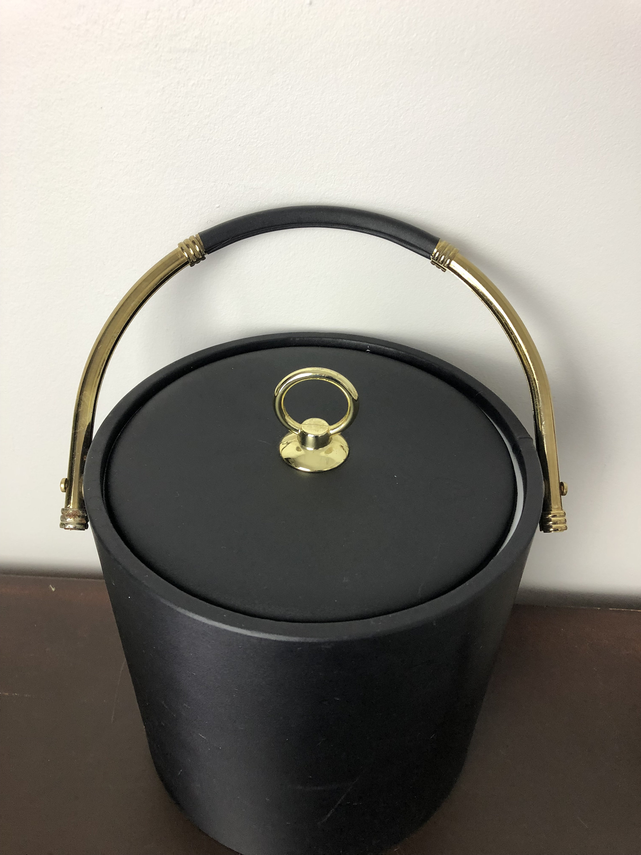 Vintage Ice Tub Ice Bucket Black Brass Mid Century Modern Ice Etsy
