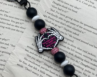 Activeringswaarschuwing Kindle-riem met kralen skelet Kindle-houder Pittig donker-romantisch accessoire Ereader-handvat