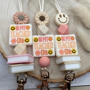 Teacher Lanyard Stacked Books Badge Holder Breakaway Handmade Bead Lanyard Teacher Gift Appreciation School In My Teacher ERA
