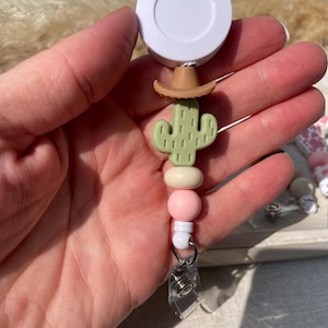 Aztec Western Beaded ID Badge Reel Swivel Clip Id Badge Retractable Badge Cactus Highland Cow Nurse Gift Country Western Boots