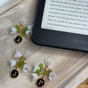 Charm fleur pour prise anti-poussière pour Kindle, breloque pour téléphone en perles, Port USB-C