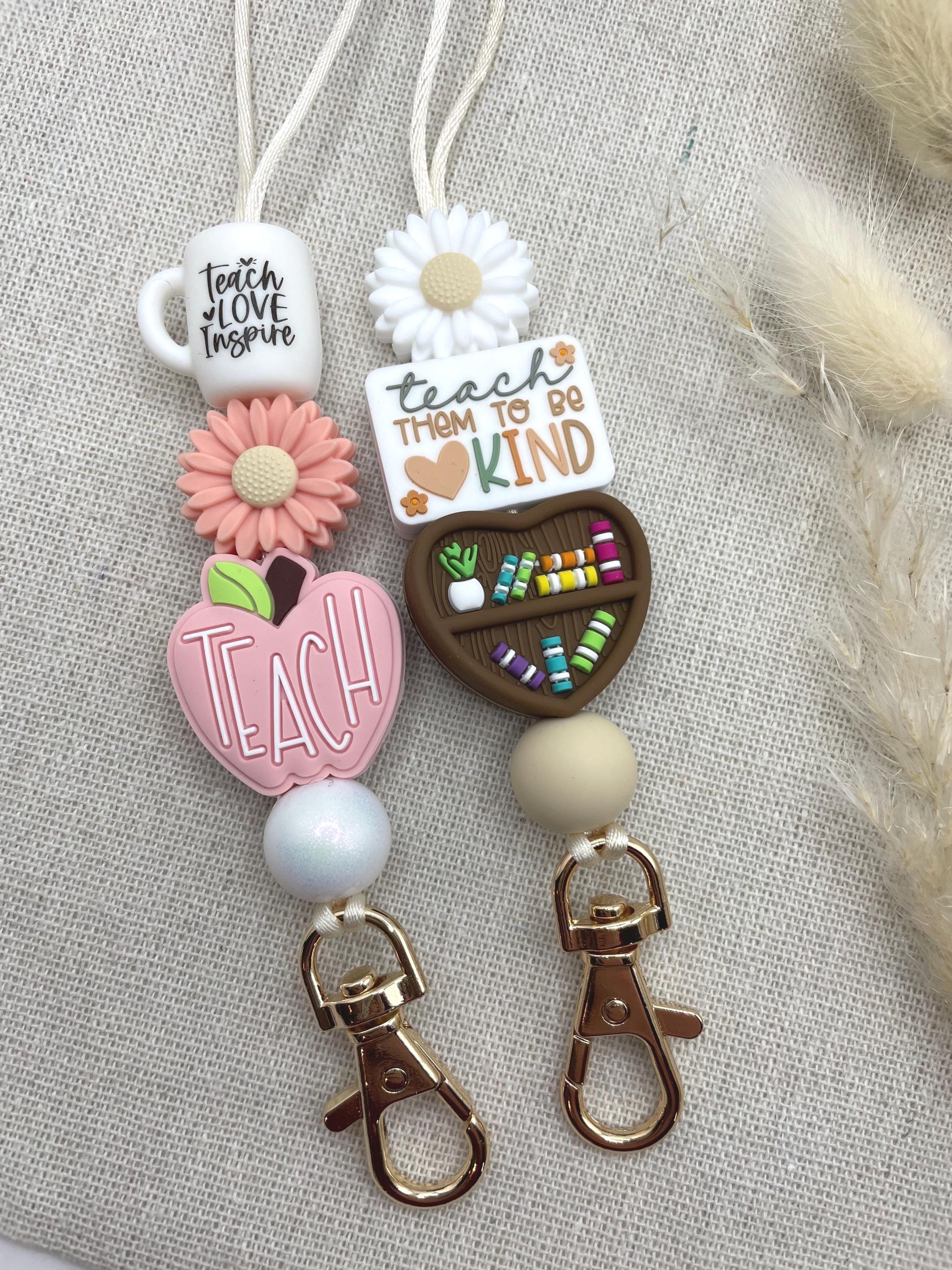Kind Teacher Lanyard Daisy Badge Holder Breakaway Coffee Mug Handmade Bead Lanyard Teacher Gift Appreciation School