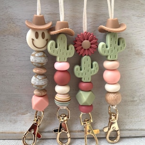 Beaded Lanyard Badge Holder Western Country Cactus Cowboy Breakaway Handmade Beaded Lanyard Nurse Gift Bead Lanyard Teacher Pass Key Holder