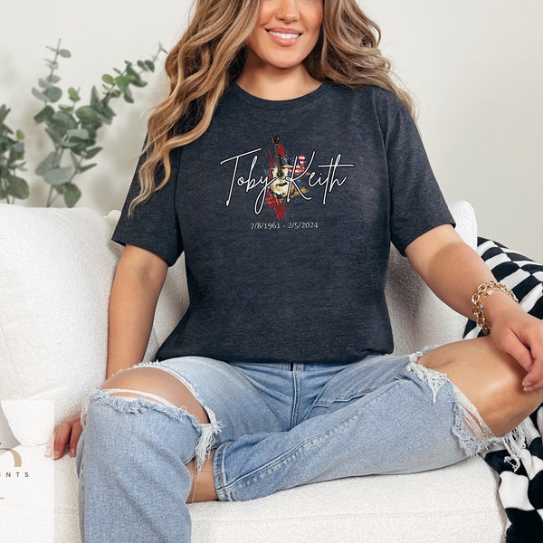 Toby Keith Tribute Unisex Cotton Shirt - American Flag and Guitar Memorial Tee, Country Music Legend Homage, Thoughtful Fan Gift