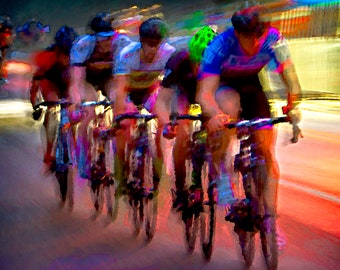 Cycle Racing Art Print, Abstract Bicycle Race home office color in motion, Wall Decor, Unique bicycle Photography, bright colors, BetterBike