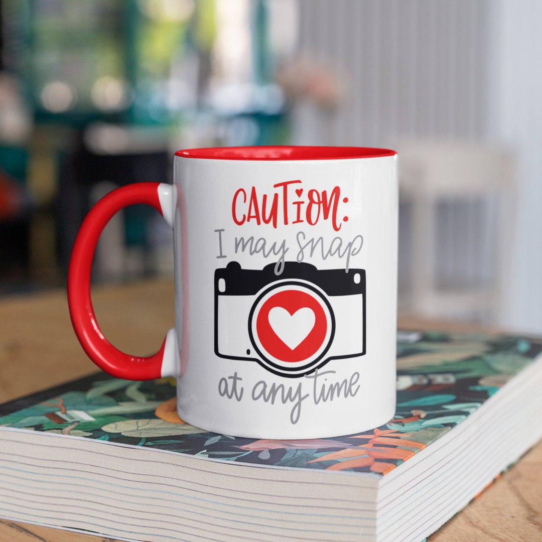 Caution: I May Snap At Any Time - Engraved Travel Tumbler, Camera Gift Cup,  Cute Photography Gift