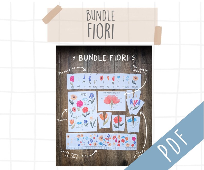 BUNDLE fiori flashcards, poster e giochi PDF immagine 1