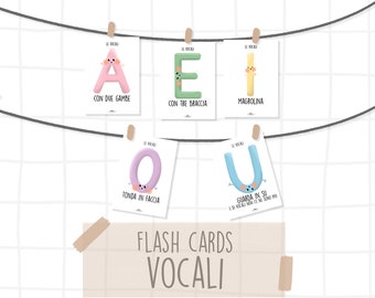 Flash Cards VOCALI filastrocca - Montessori