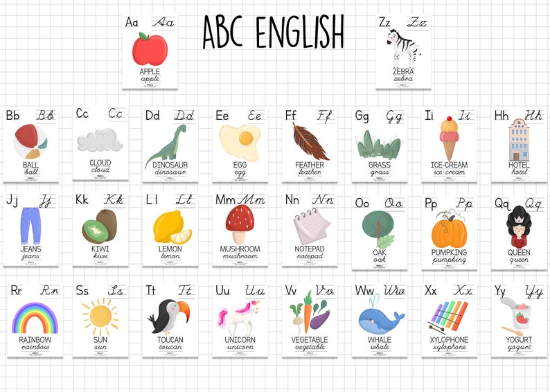 Flash Cards ALFABETO Montessori / ENGLISH alphabeth english