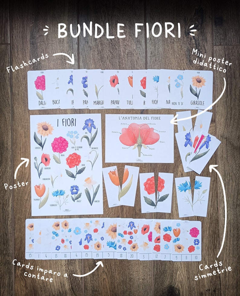 BUNDLE fiori flashcards, poster e giochi PDF immagine 2