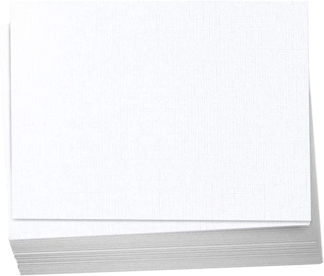 Hamilco 5x7 White Linen Cardstock Paper Blank Index Cards Flat Card ...