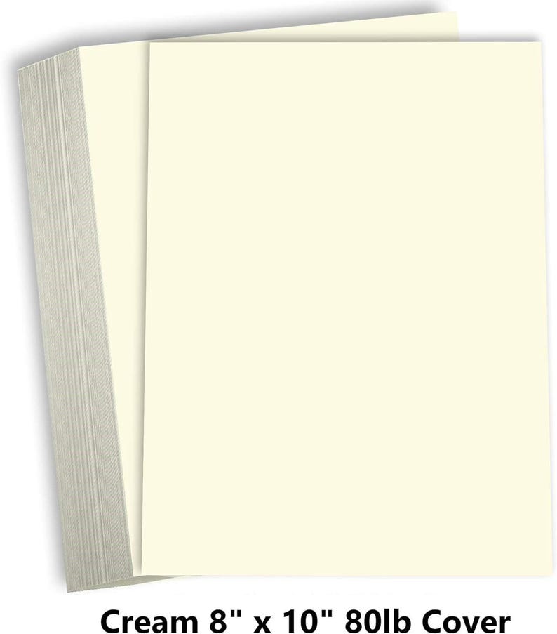 Hamilco Cream Colored Cardstock 8 x 10" Heavy Weight 80 lb Cover Card Stock for Printer - 50 Pack image 2