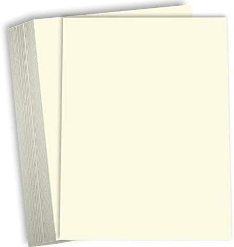 Cream Colored Cardstock Printer Paper By Hamilco (100-Pack)- 8.5 x 11” Thick Card Stock For Card Making- 80lb Heavyweight Stationery Card... image 1