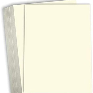 May include: A stack of 50 ivory cardstock sheets. The sheets are smooth and have a slightly textured surface.