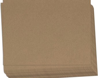 May include: A stack of brown cardstock paper. The paper is smooth and has a slightly textured surface.