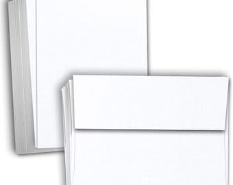 Hamilco Card Stock Blank Cards and Envelopes Flat 4" x 6" Linen White Cardstock Paper 100 Pack