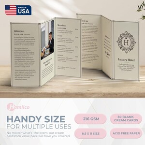 Hamilco Cream Colored Cardstock 8 x 10" Heavy Weight 80 lb Cover Card Stock for Printer - 50 Pack image 7