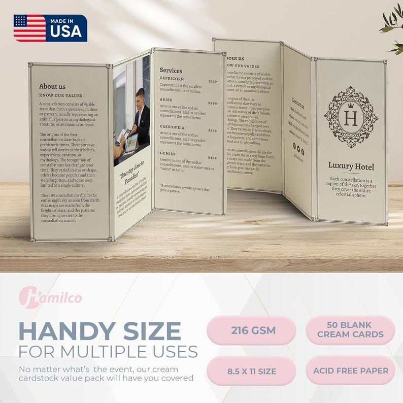 Hamilco Cream Colored Cardstock 8 x 10" Heavy Weight 80 lb Cover Card Stock for Printer - 50 Pack image 7