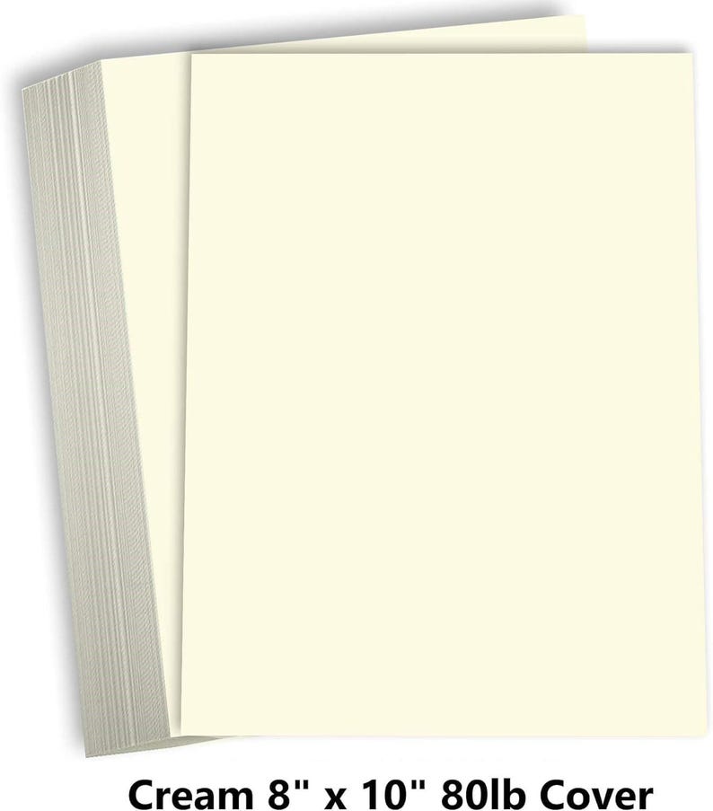 Hamilco Cream Colored Cardstock 8 x 10" Heavy Weight 80 lb Cover Card Stock for Printer - 100 Pack image 2