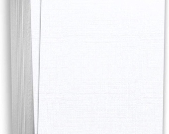 Hamilco White Linen Textured Cardstock Thick Paper - 8 x 10" Heavy Weight 80 lb Cover Card Stock - 50 Pack