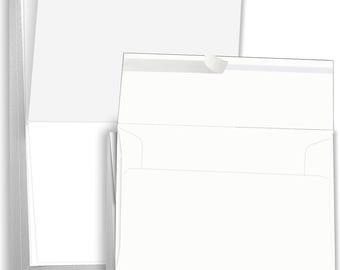 Hamilco Card Stock Folded Blank Cards with Self Seal Envelopes 5x7 - Scored White Cardstock Paper 80lb Cover - 100 Pack