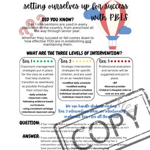 PBIS and Tier 1-3 Informative Study Sheet for Educators, Preschool Teachers, and Special Education IEP Teams