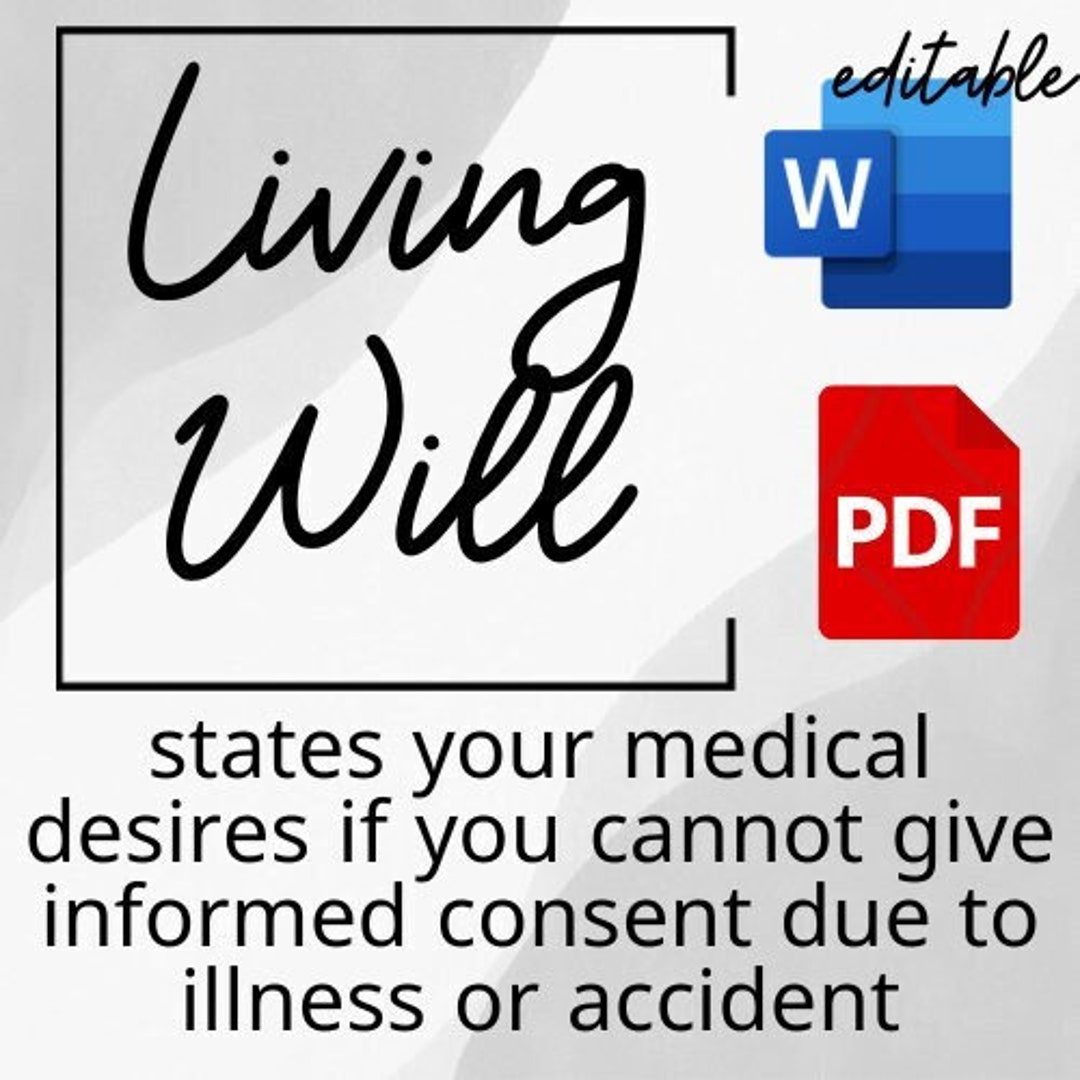 Living Will Form (PDF and Editable Word Options!) - Etsy